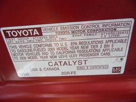 2009 TOYOTA CAMRY LE RED 3.5L AT Z18087